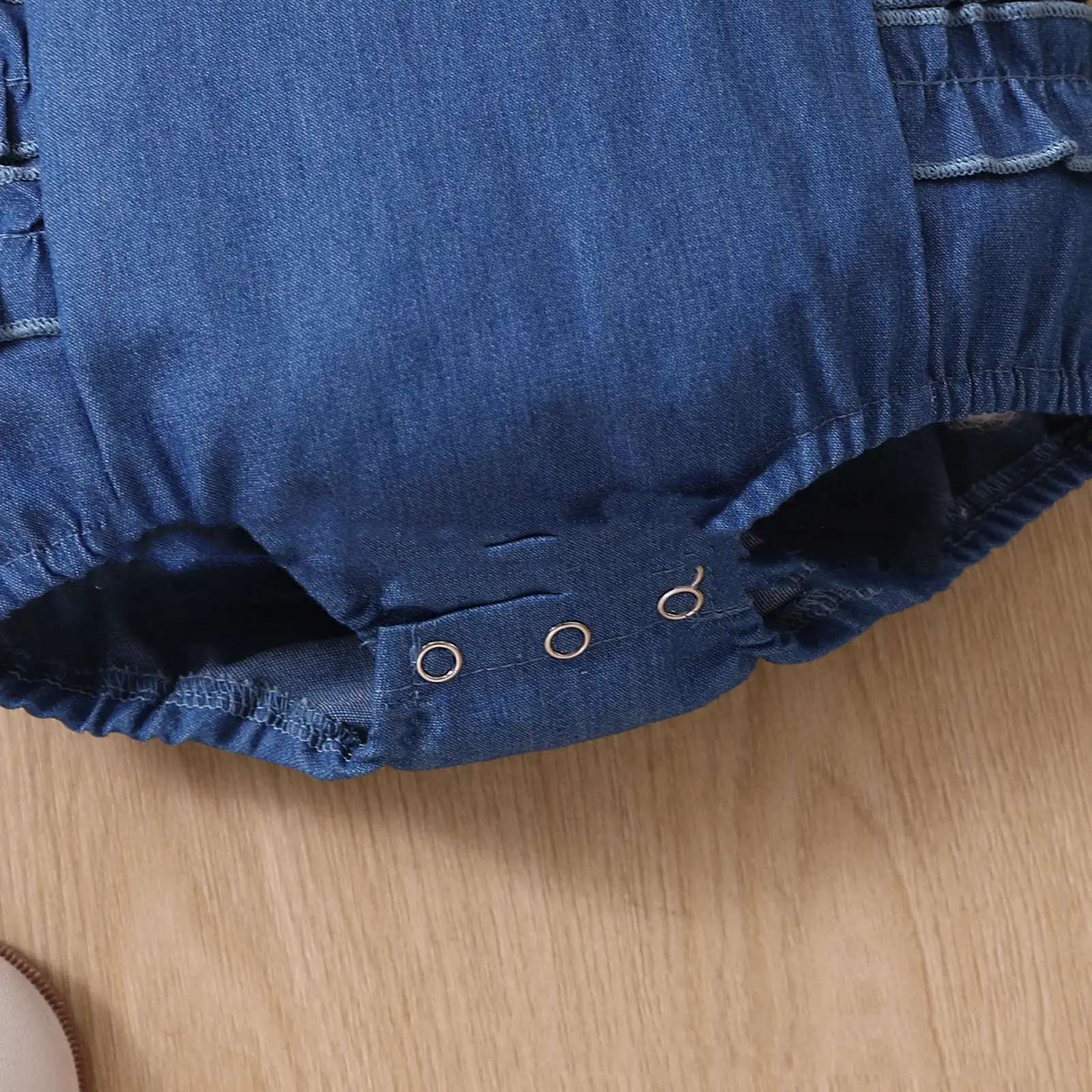 Infant Baby Girl Rabbit Embroidered Ears Denim Sling Triangle Rompers