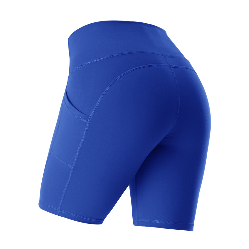 High Waist Fitness Gym Workout Leggings With Pockets Athletic Yoga Pants Slim Hips Lifting Pants Bright Blue - Shop at LoveMi