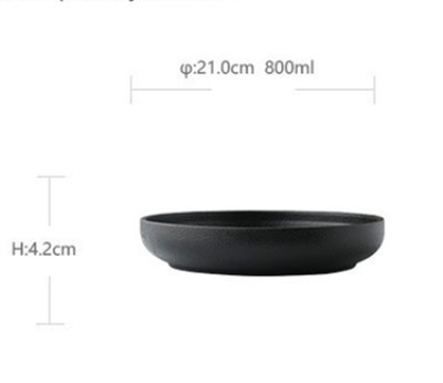 8Inch Black Shallow Plate 2142