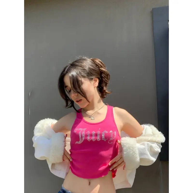 Hot Diamond Print Short Outwear Sleeveless Top