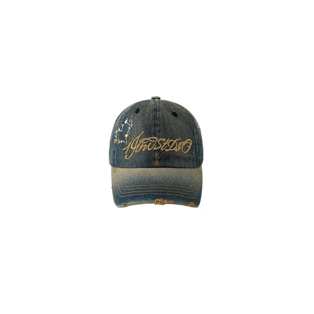 Denim Retro Sunshade Embroidered Hot Diamond Baseball Cap Blue - Shop at LoveMi