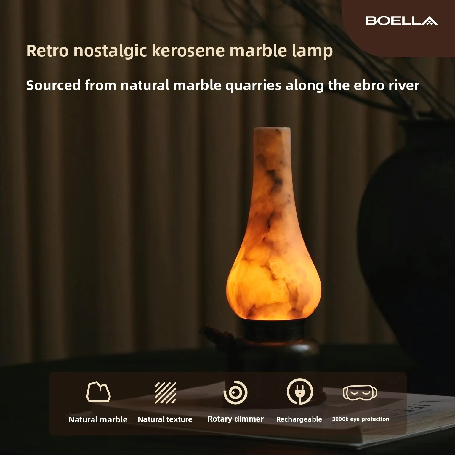 The Ald Retro Natural Marble Lamp