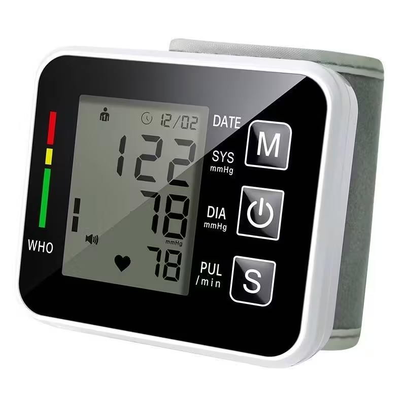Black Smart Wrist Blood Pressure Monitor With Automatic Measurement And Voice Announcement For Home Use