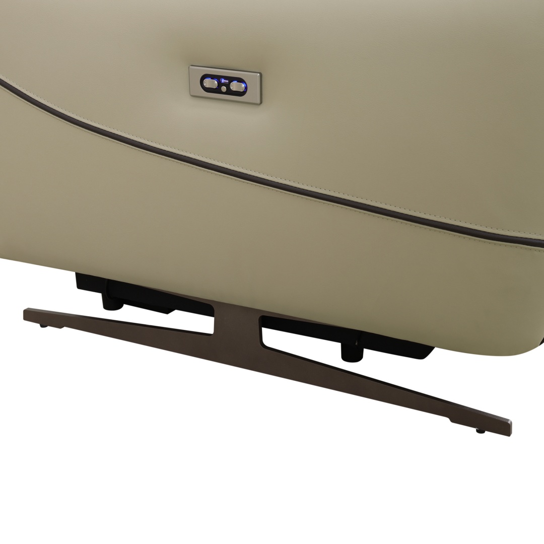 Pickup Only--Beige Top Grain Leather And PVC 3-Piece Living Room Recliner Sofa Set