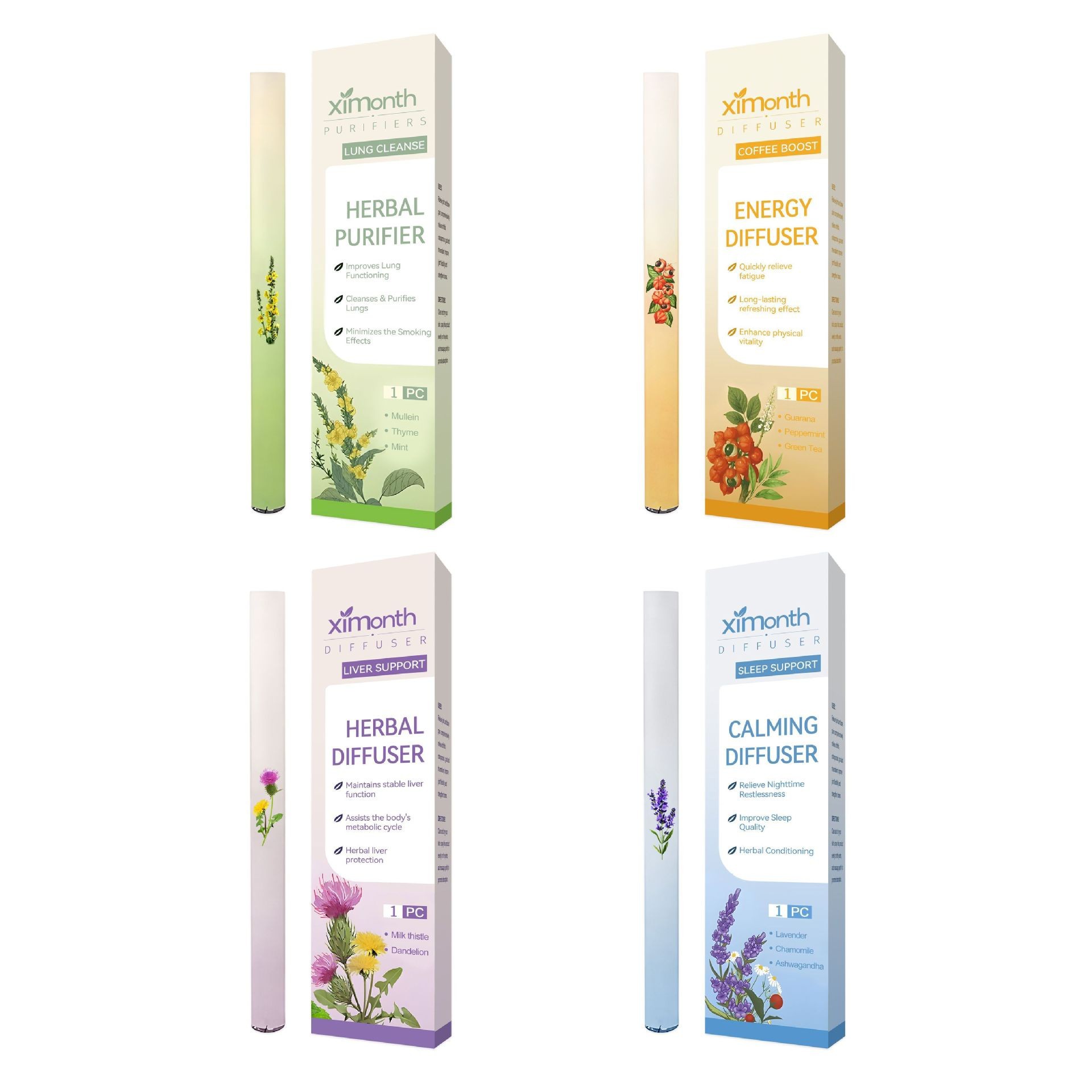 XIMONTH Cross-border Herbal Care Stick, Peppermint Inhaler, Smoking Cessation, Nasal Congestion Relief, Breath Freshening  Stick, Foreign Trade