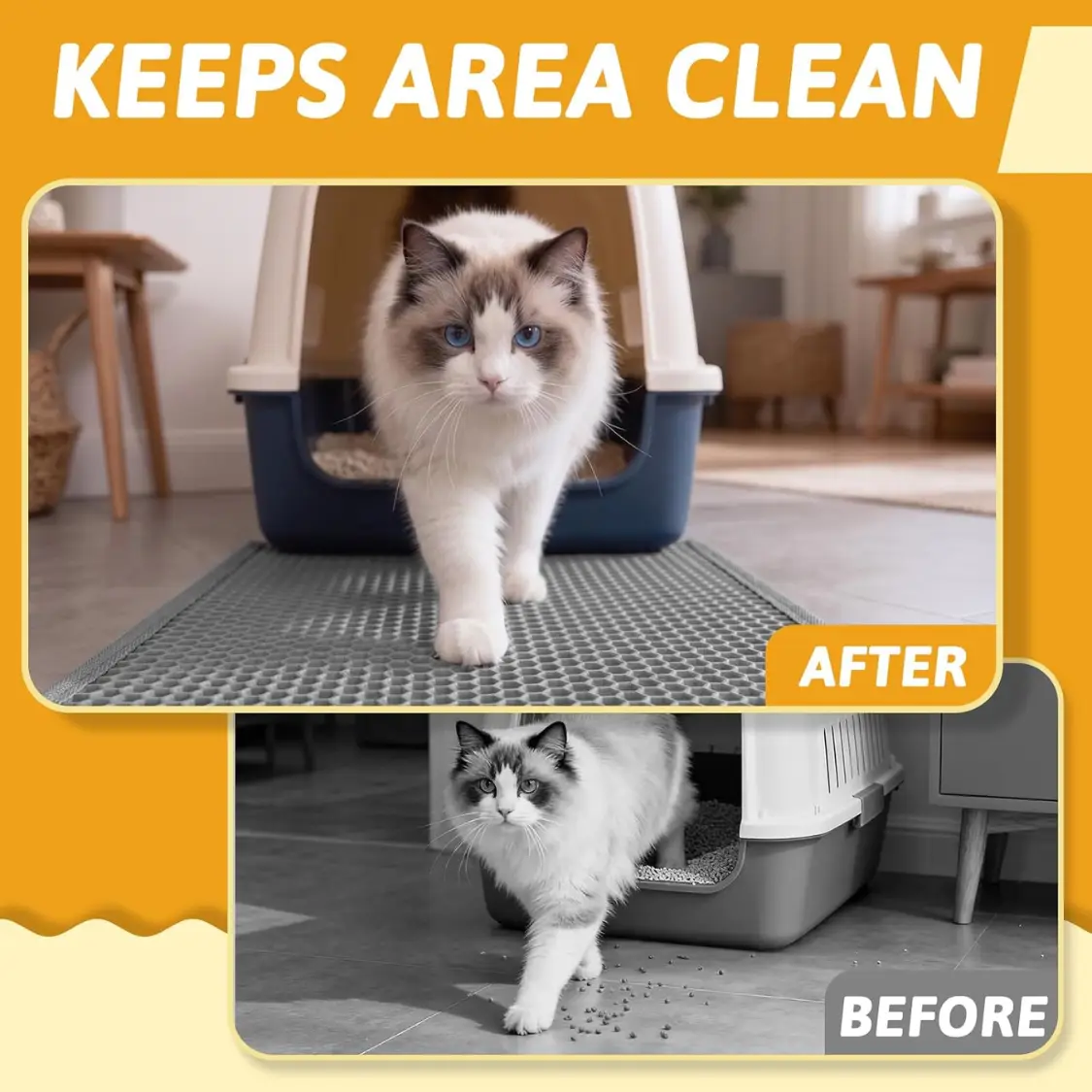 Cat Litter Mat Double Layer Waterproof Urine Proof Trapping Mat 1 Pack