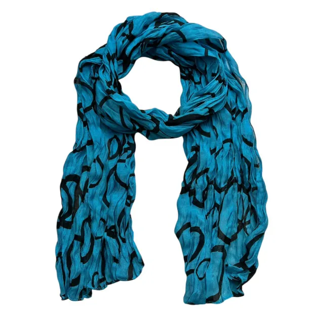 Turquoise Printed Crinkle Scarf, Use As Sarong Or Head Wrap,Beach Cover Up Scarf ,vacation,daily Life,evening Party,Office Appropriate Subtlety For... Blue - Shop at LoveMi