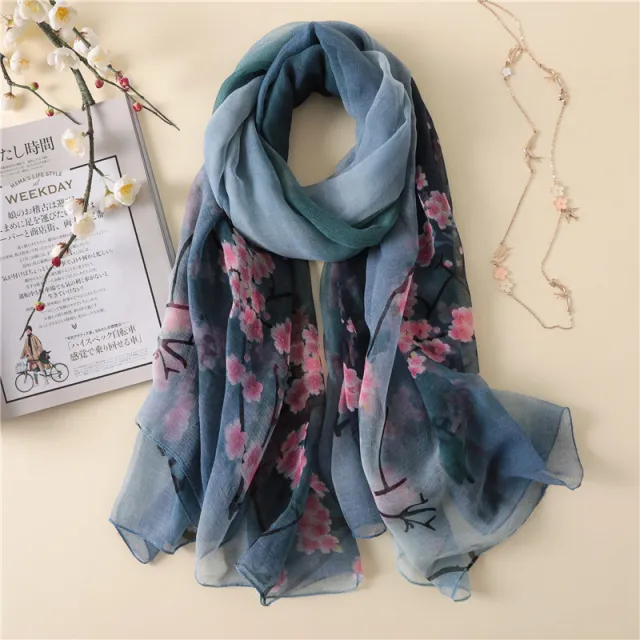Antique Printed Elegant Scarf Ladies Fashion Elegant Sunscreen Scarf Navy - Shop at LoveMi