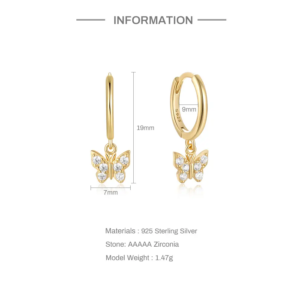 Women's Fashion Butterfly Shape Jeweled Earrings