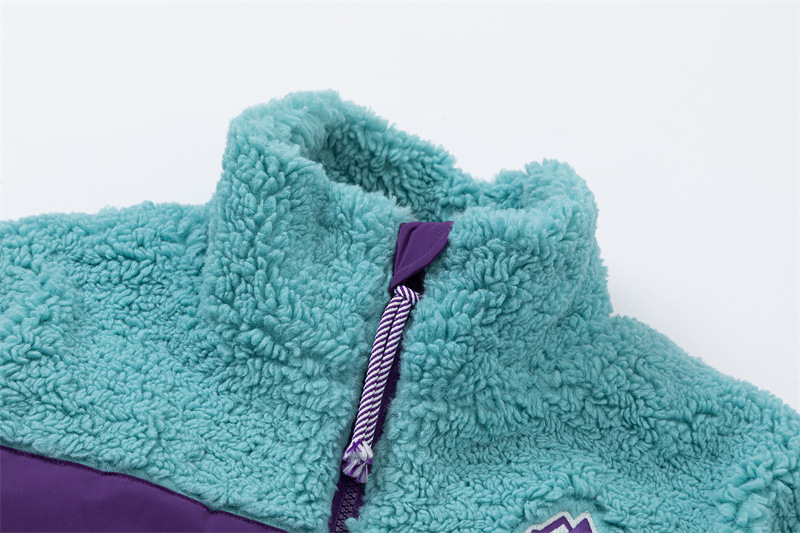 High Street Snow Mountain Color Contrast Patchwork Berber Fleece Coat Male