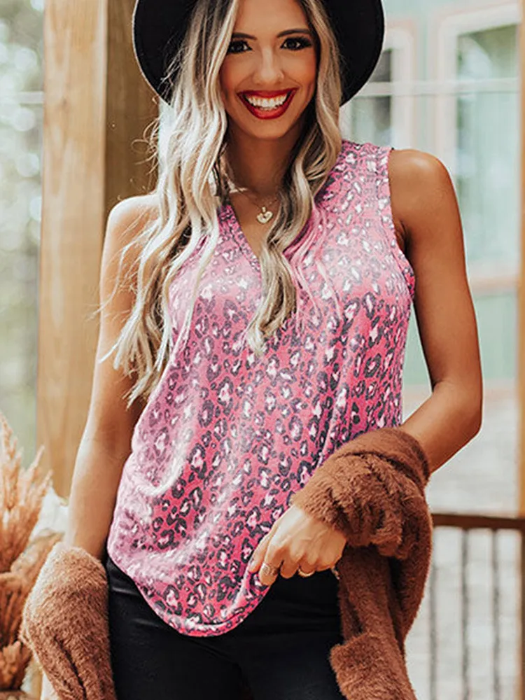 European And American Casual Sleeveless Loose T-shirt - Pink