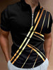 Title 2, New Mens Lapel Collar Stripe Patchwork Short S...