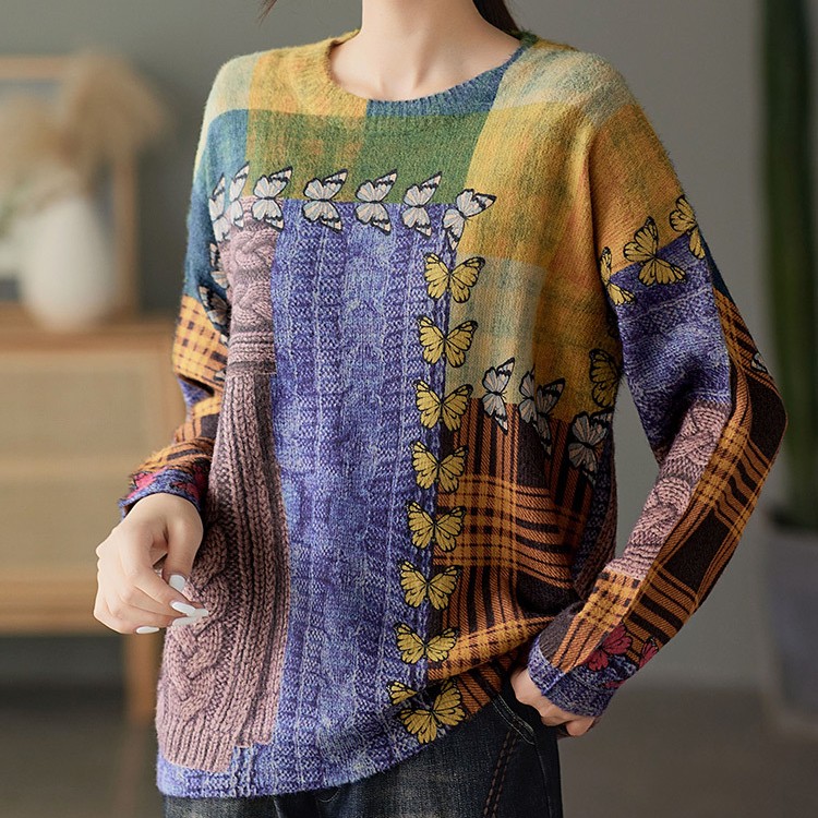 Women's Loose Pullover Round Neck Sweater