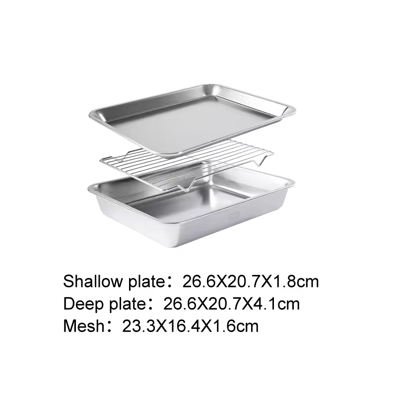 304 Stainless Steel Square Mesh Rack Oven Tray - Multi-functional For Home Use Frying, Baking, Draining, And Roasting 3