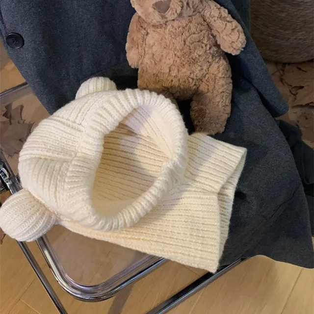 Women's Fashionable Warm Cute Bear Ears Wool Hat Beige - Shop at LoveMi