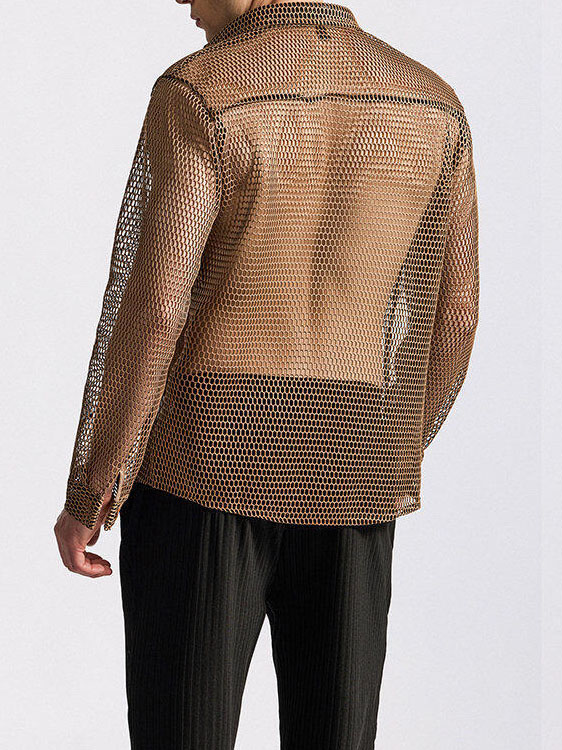 Men's Openwork Long-sleeved Shirt