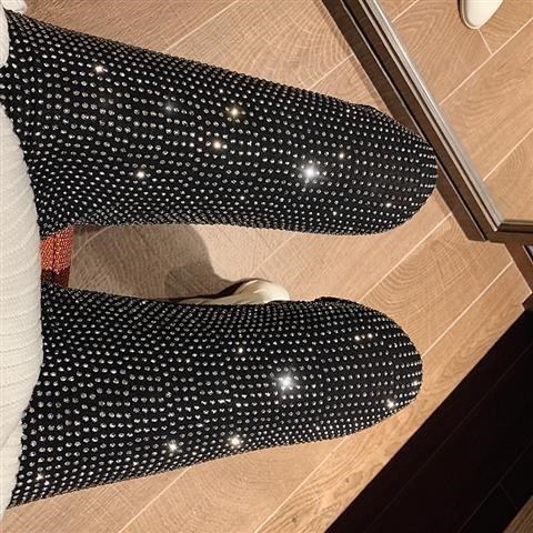 Title 1, Heavy-duty Hot Rhinestones Sparkling Slim Leggings