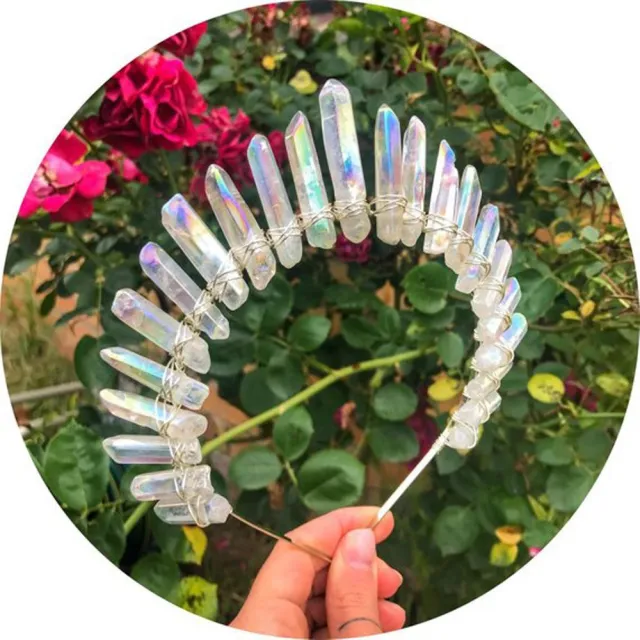 Handmade Natural Color Plated White Crystal Crown Colorful White White K Line - Shop at LoveMi