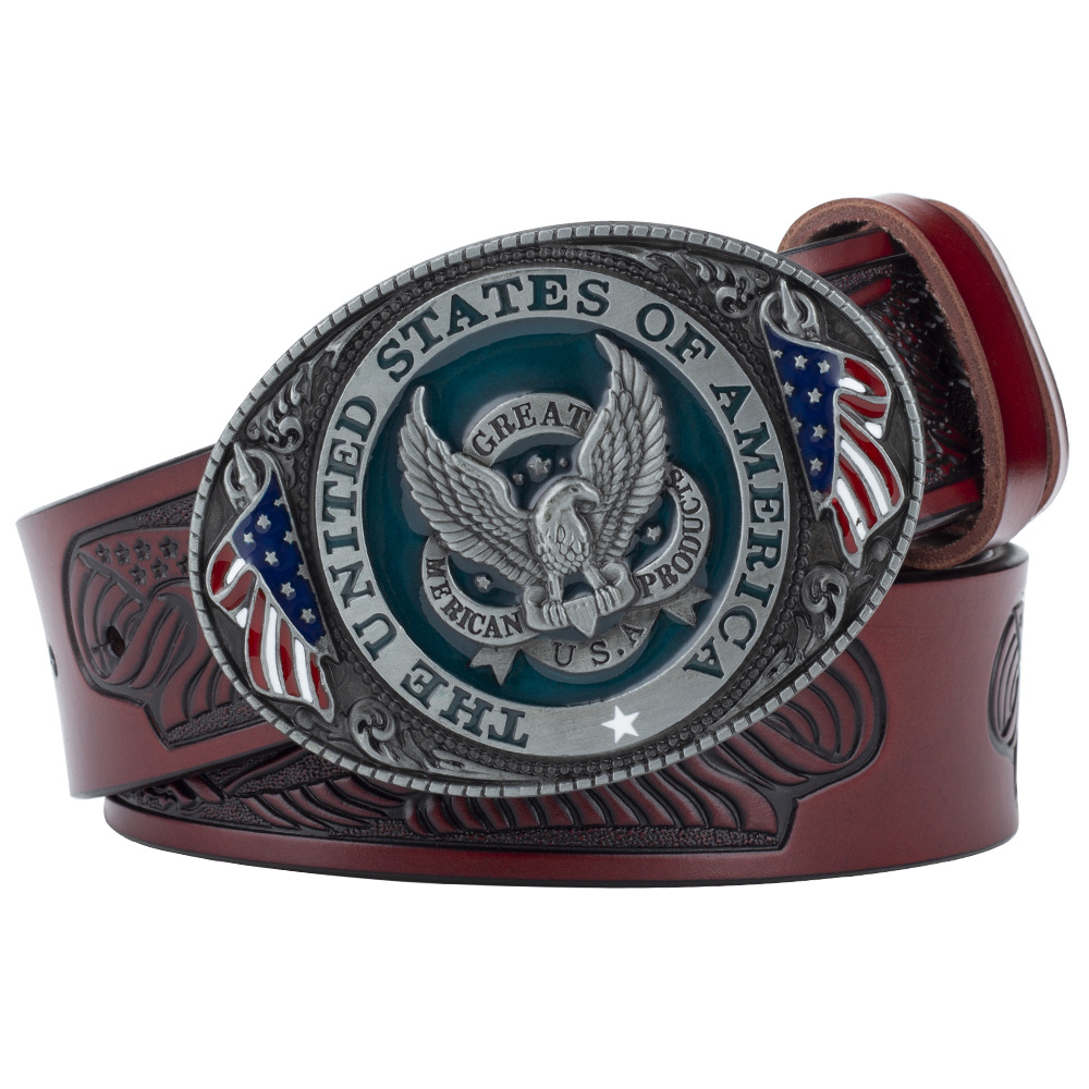 Eagle Buckle Genuine Leather Men's Casual Belt Leisure Fashion Clothing Accessories