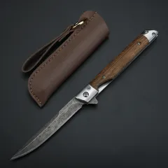 Gold Sandalwood High-grade Exquisite High Hardness Damascus Pattern Fruit Knife - Sandalwood Pointed - View 1