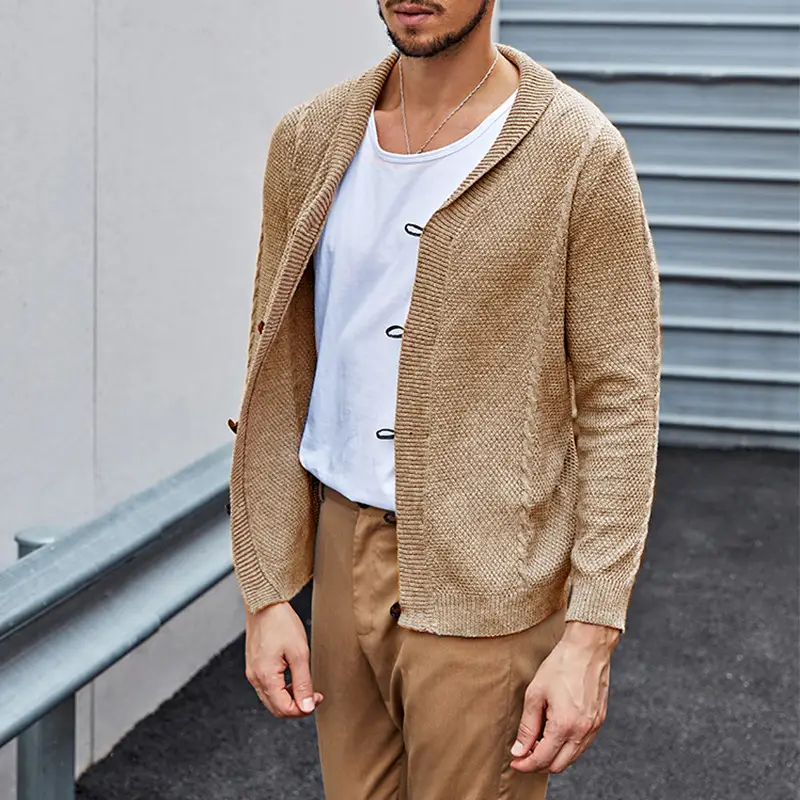 Sweater Men's Solid Color Slim Cardigan Buttoned Sweater