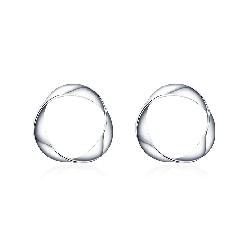 S925 Sterling Silver Simple And Glossy Individual Earrings