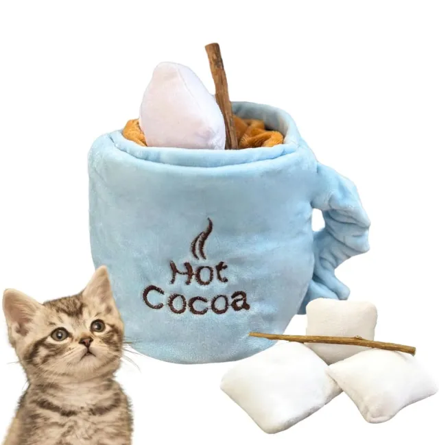 Catnip Toys For Cats Hot Cocoa Cat Treat Puzzle Interactive Cat Chew Toys With Crinkle Sounds For Indoor Kitten Boredom Relief Blue - Shop at LoveMi