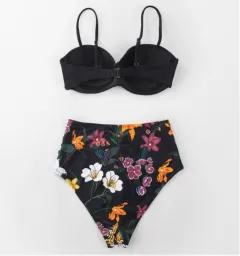 Ladies Heart Collar High Waist Two Piece Swimsuit - B-Xl - View 1