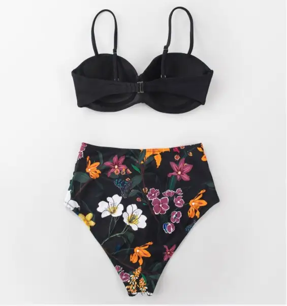 Ladies Heart Collar High Waist Two Piece Swimsuit