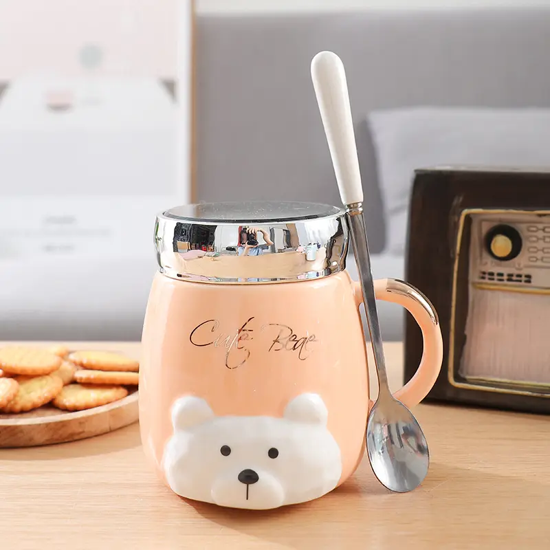 Ins Style Ceramic Couple Mug With Lid Office