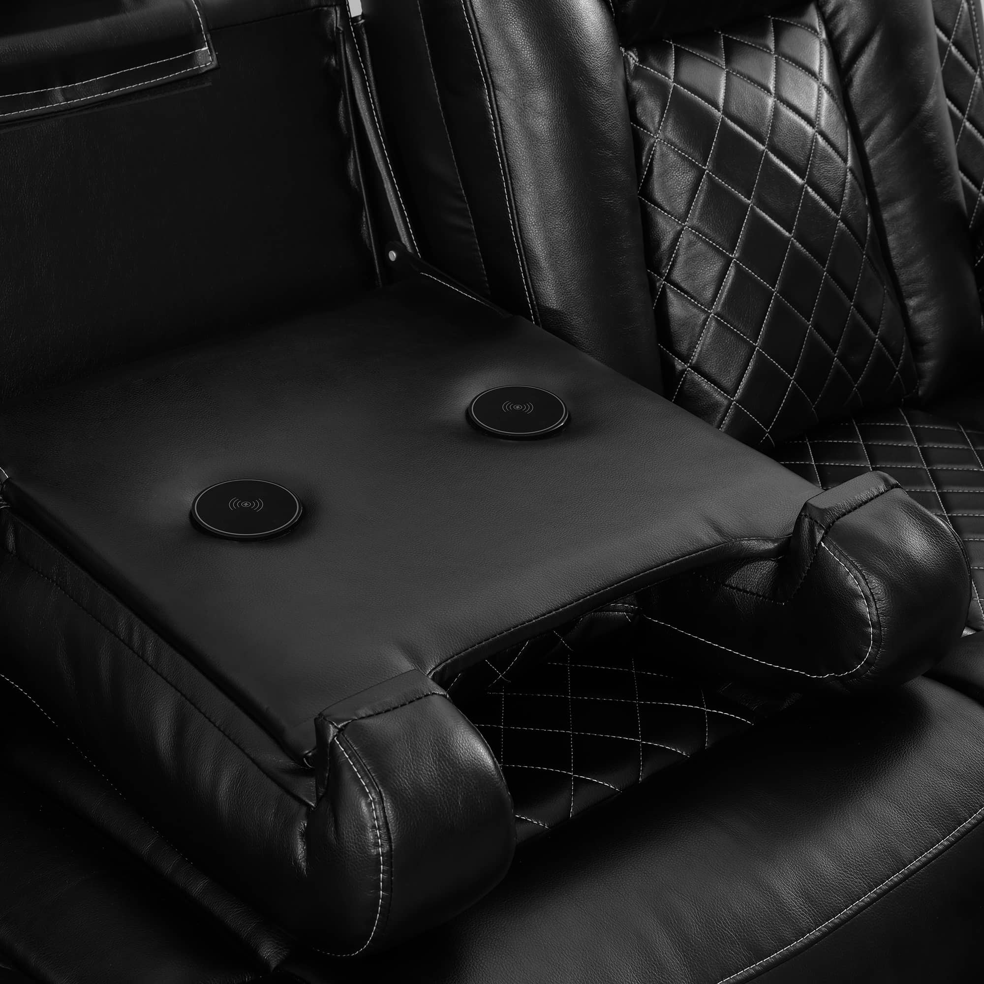 Pickup Only--Black Breathing Leather 3-Piece Living Room Recliner Sofa Set