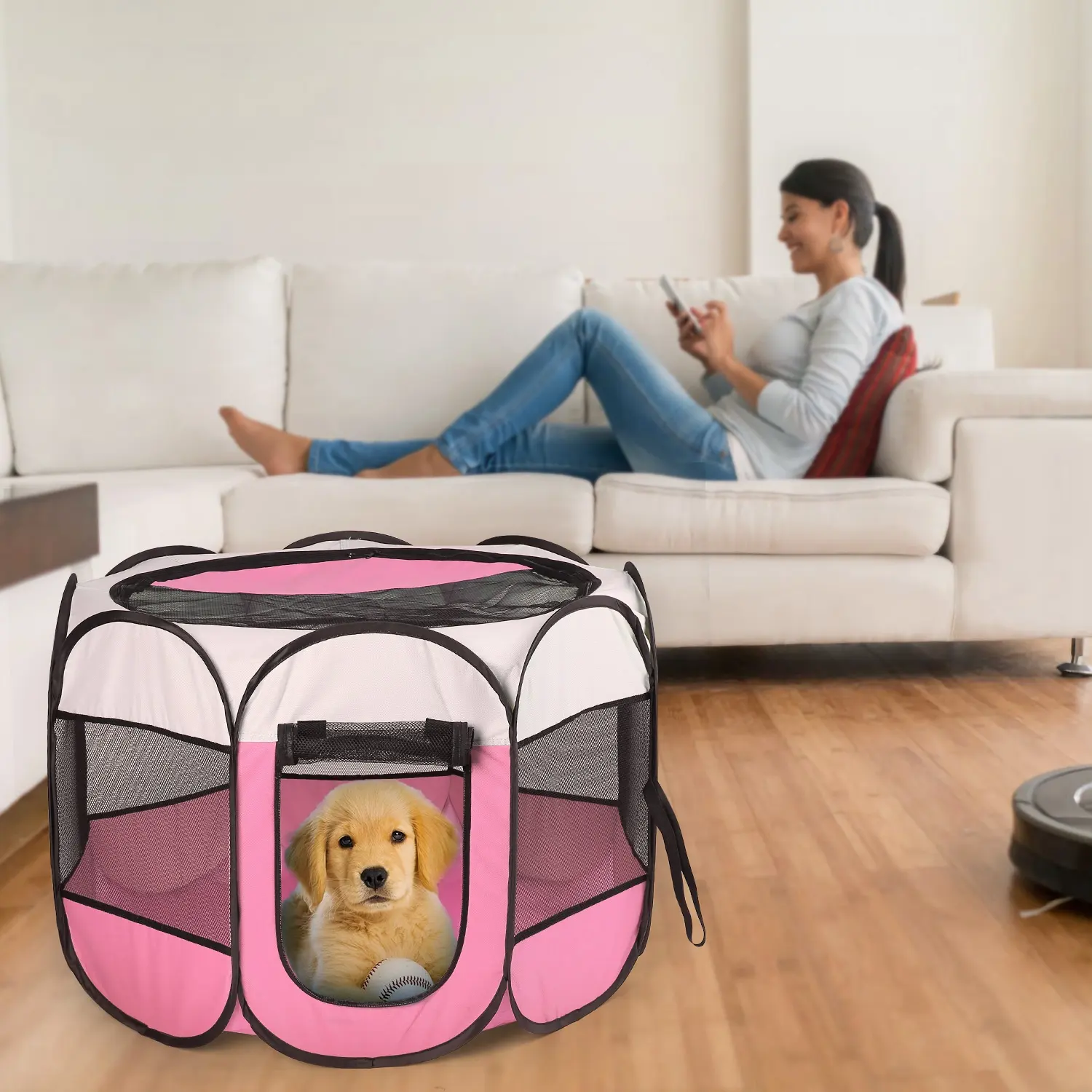 Pink-Blue Options -- Portable Foldable Pet Tent