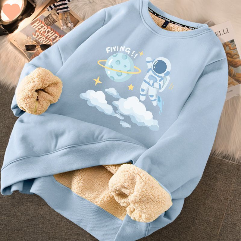 Fashion Thickened Printed Sweater For Women Blue Cloud Star - Shop at LoveMi