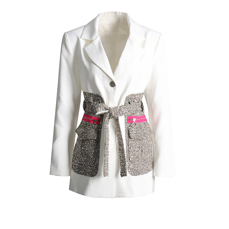 Women's Temperament Fashion Stitching Collision Color Lacing Jacket