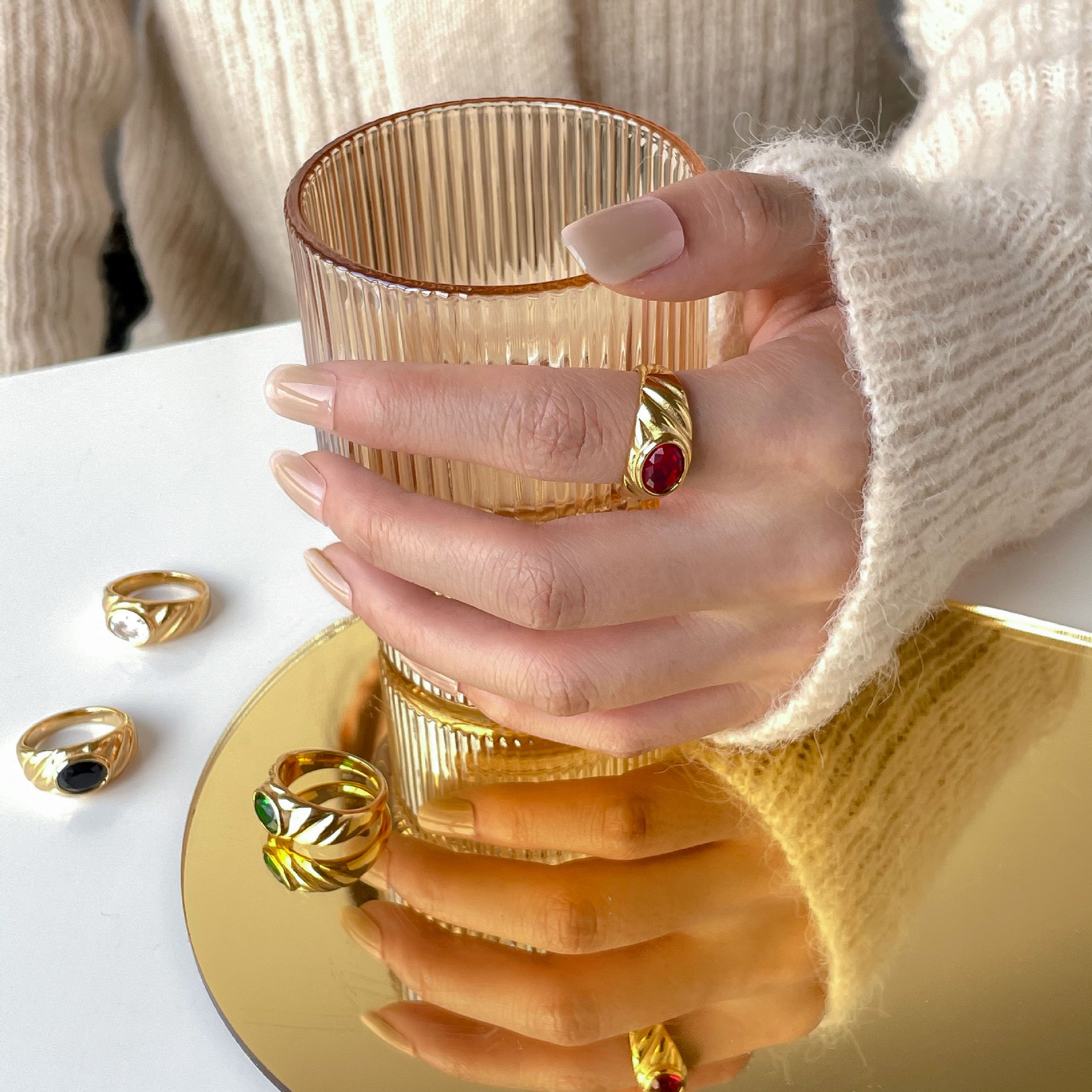 Title 5, Bague en Zircon de couleur à la mode pour femmes