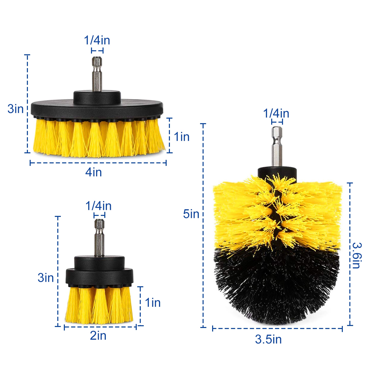3Pcs Per Set Drill Brush Power Scrubber Cleaning Brush For Car Carpet Wall Tile Tub Cleaner Combo Brush Only
