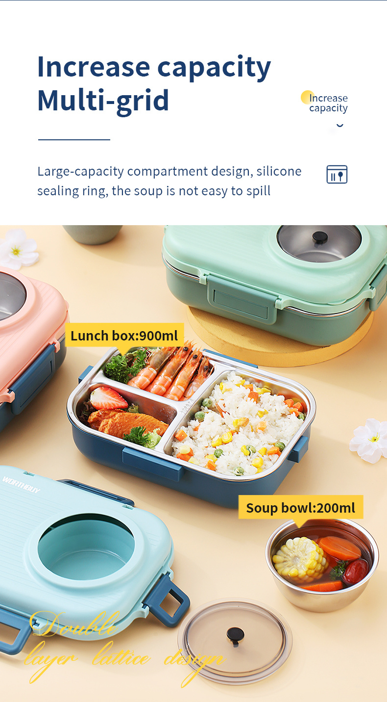 Title 8, Draagbare plastic lunchbox met vier compartimen...