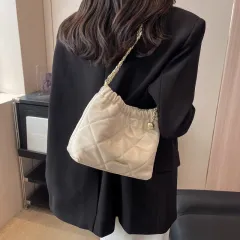 Casual Rhombus Shoulder Bag Chain Messenger Bag Small Bucket Bags Women - Beige - View 1