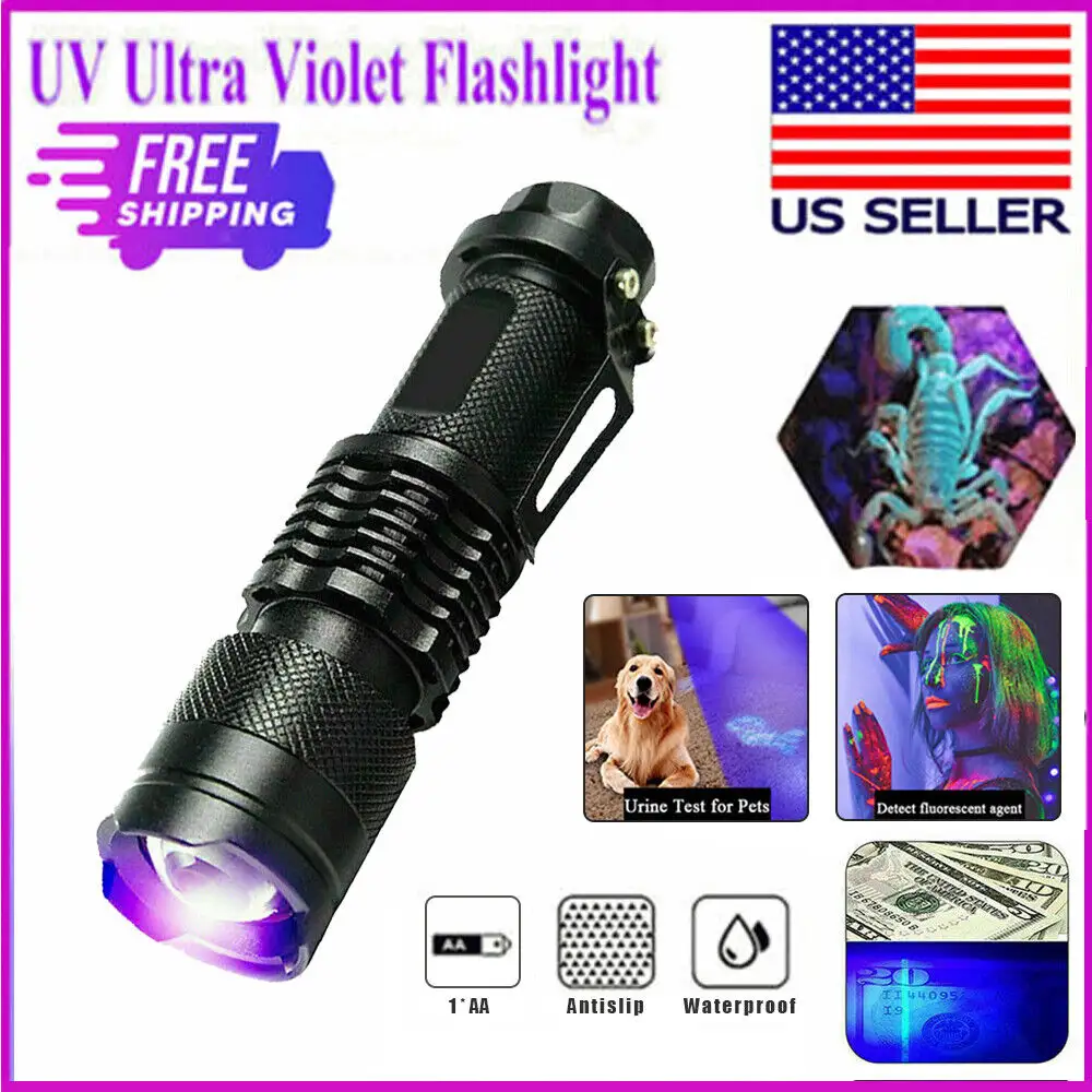 UV Ultra Violet Flashlight Handheld Blacklight Small