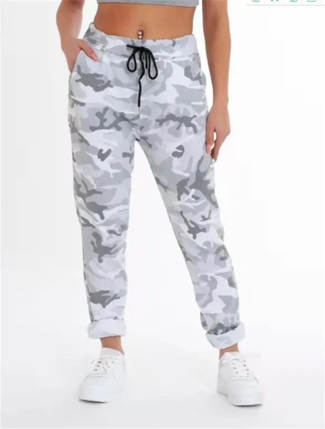 Ripped And Beltless Gray Printed Women's Trousers Gray - Shop at LoveMi