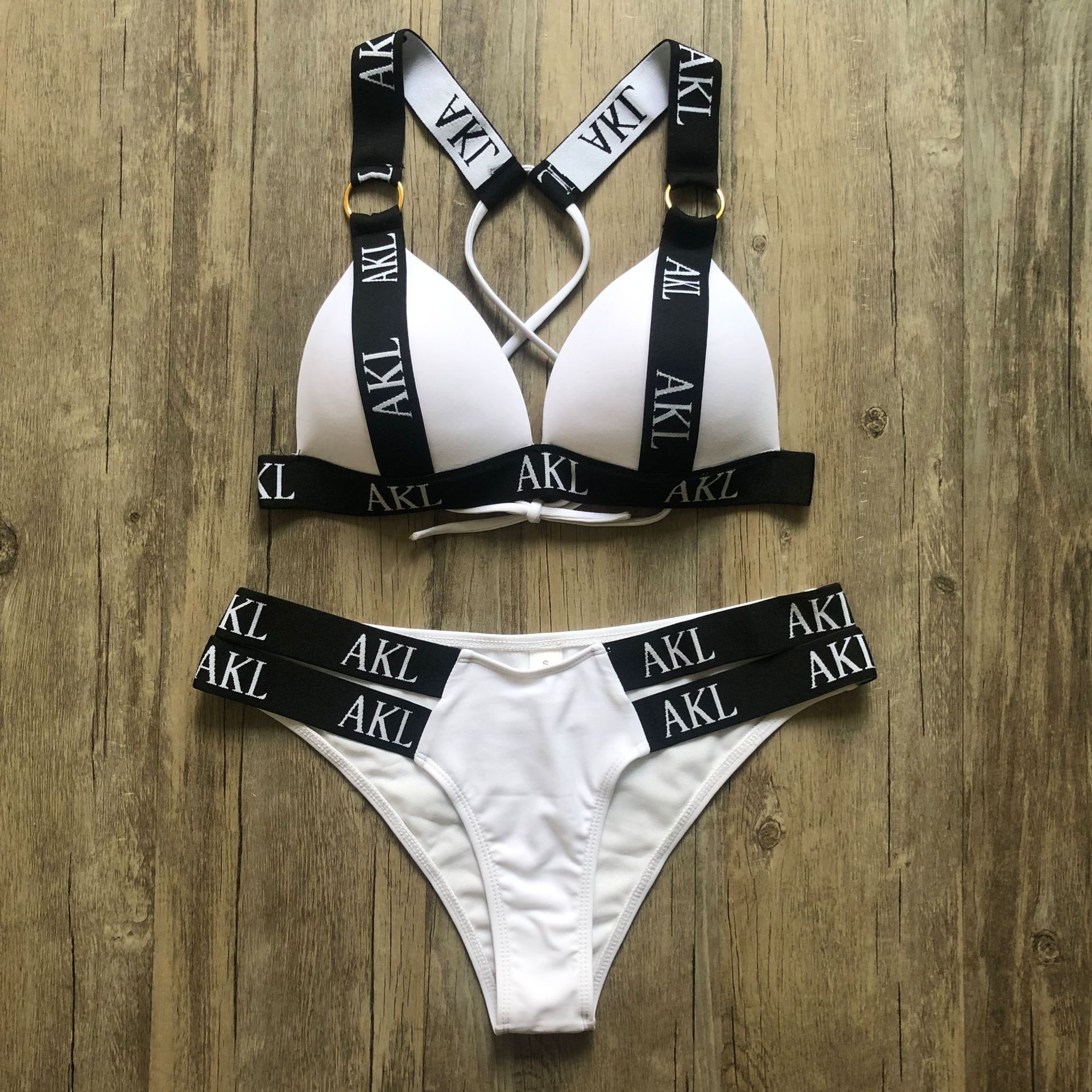 Title 2, Womens Fashion Letters Split Gathered Bikini S...