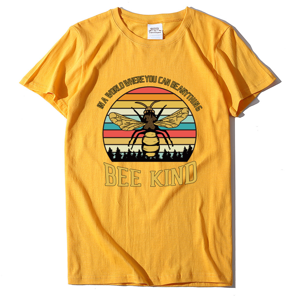 Bee Print Women's T-shirt Letter Print Loose And Popular