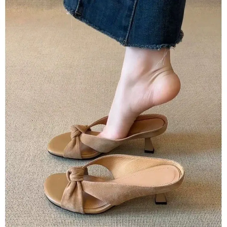 French Twist Knot Cross Strap Vacation Sandals
