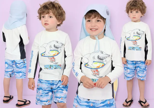 New Korean Children's Split Swimsuit Sunscreen Swimsuit Indoor And Outdoor Boys Swimsuit With Hood 3Xl - Shop at LoveMi