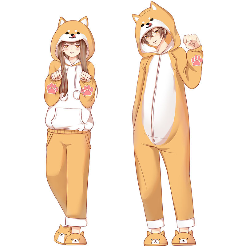 Title 4, Corgi Shiba Inu Cute Couple One-piece Pajamas