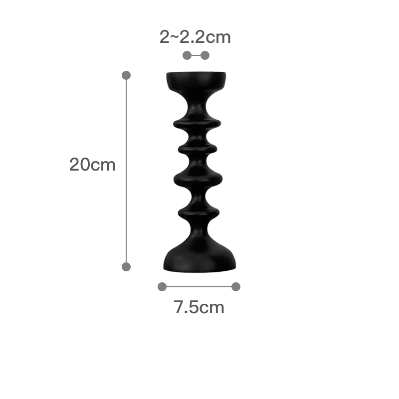 Title 9, Black Geometric Solid Wood Shaped Candlestick D...