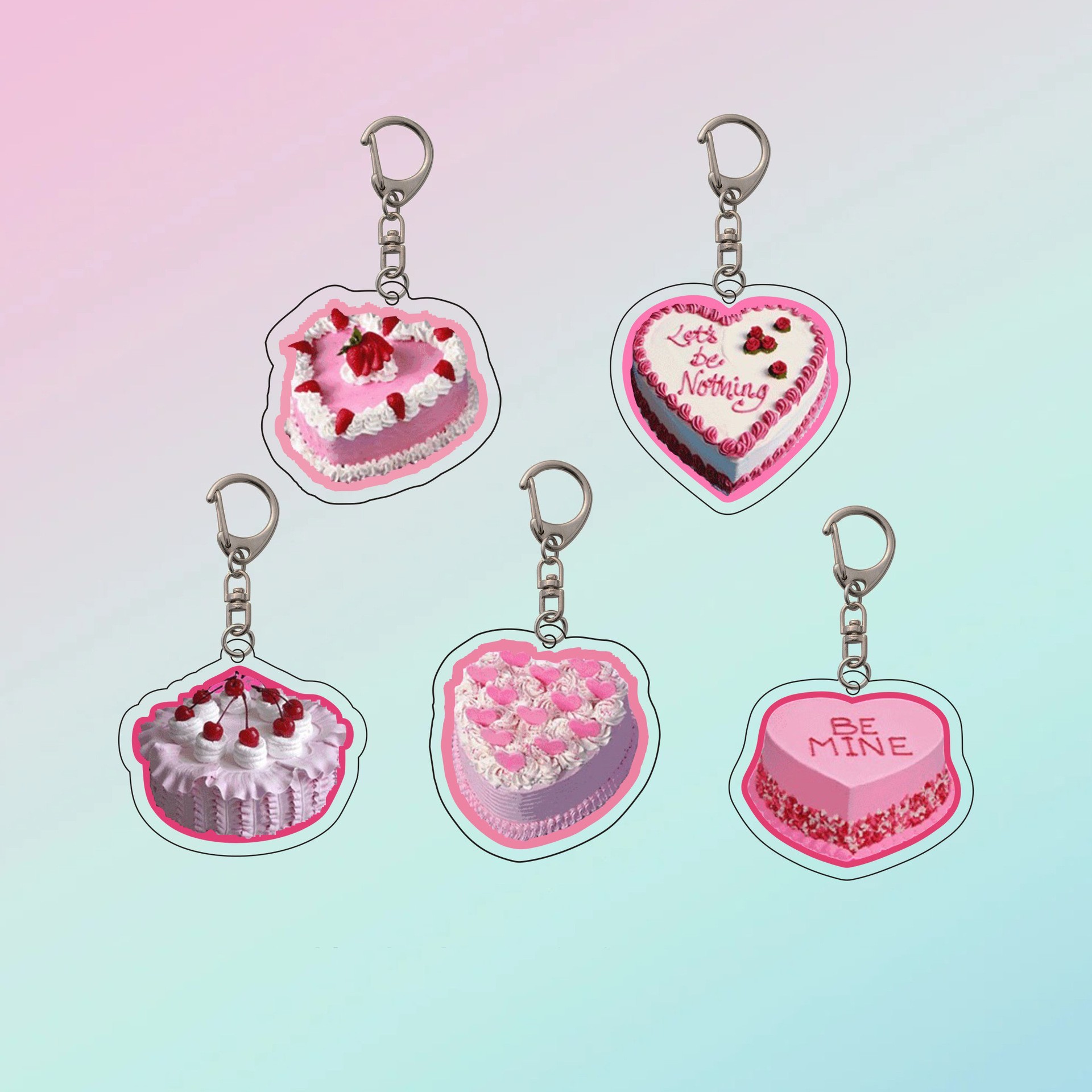 Title 2, Cute Happy Birthday Cake Acrylic Keychain