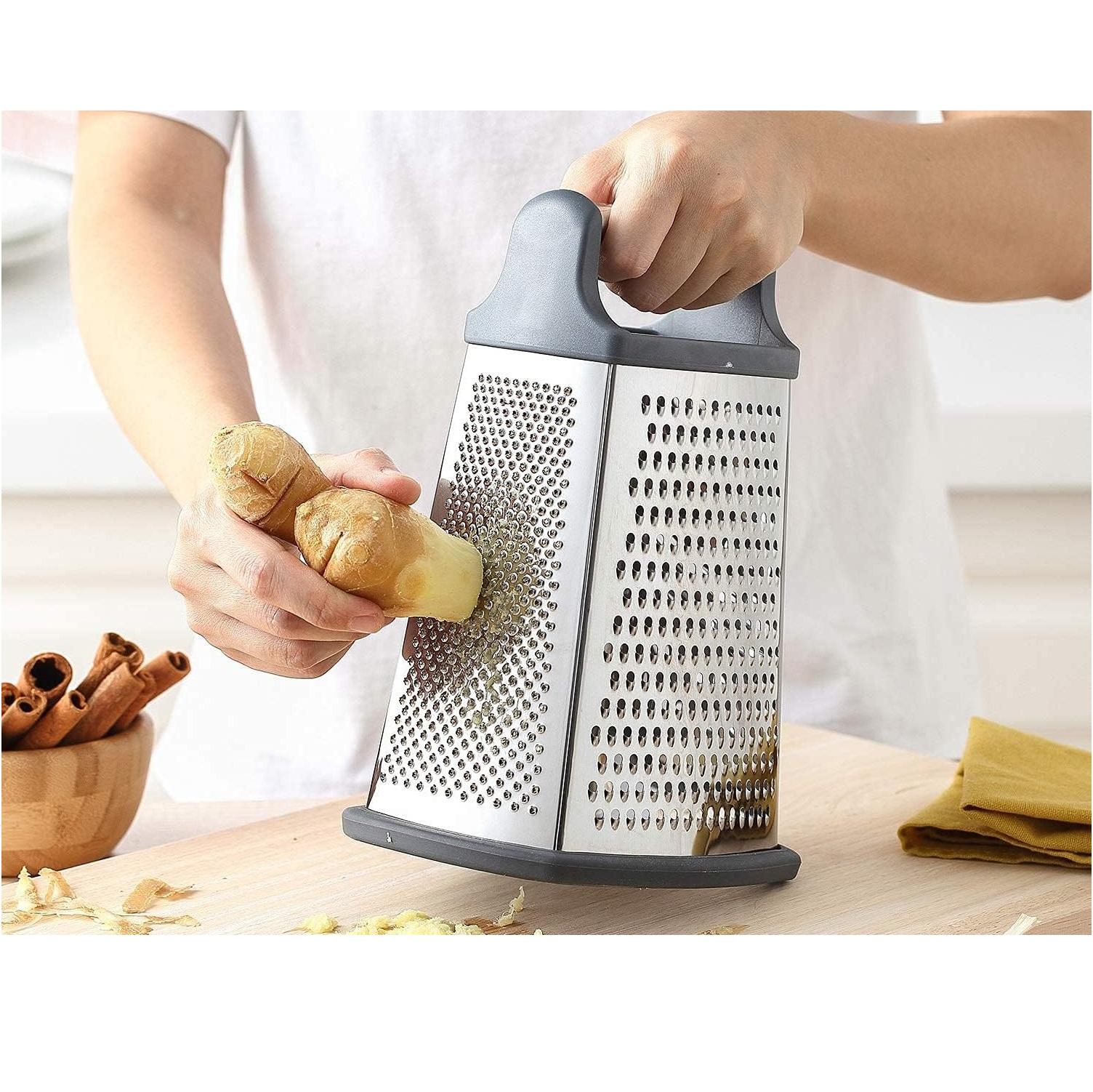 Stainless Steel Cheese Grater 9in 4 Sides, Perfect For Grating Parmesan Cheese, Vegetables, Ginger - Dishwasher Safe, Durable - Random Color