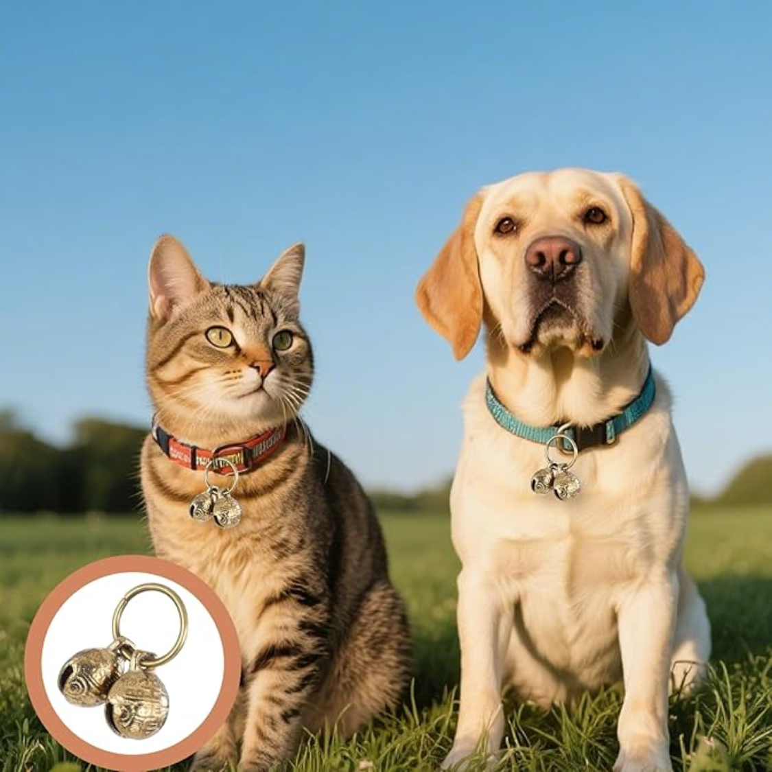 Clochette pour chien en laiton, lot de 4, son clair et puissant