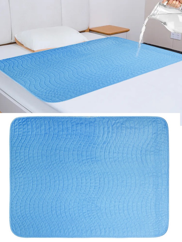 Blue Incontinence Washable Bed Pads Protection Sheets - Reusable High Absorbency